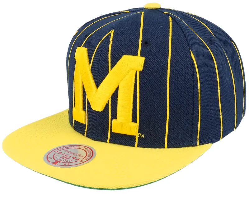 Mitchell & Ness Michigan Wolverines Team Pin Navy/Yellow Snapback online