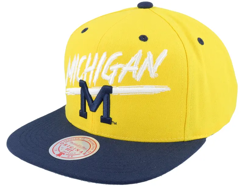 Mitchell & Ness Michigan Wolverines Transcript Yellow/Navy Snapback online