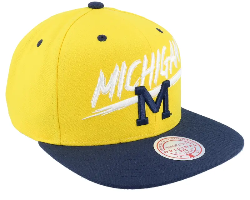 Mitchell & Ness Michigan Wolverines Transcript Yellow/Navy Snapback online