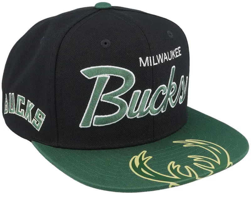Mitchell & Ness Milwaukee Bucks Big Mouth Black/Dark Green Snapback online