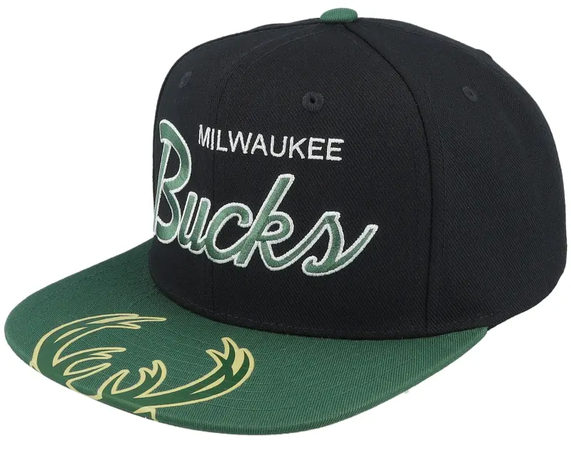 Mitchell & Ness Milwaukee Bucks Big Mouth Black/Dark Green Snapback online