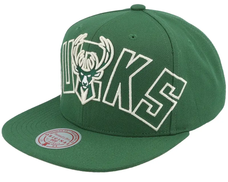Mitchell & Ness Milwaukee Bucks Full Frontal Green Snapback online