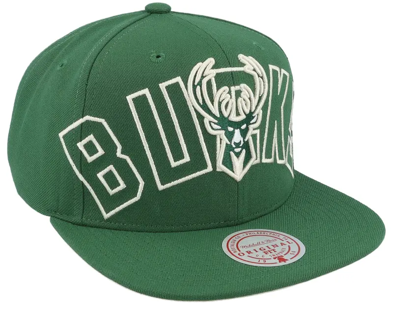 Mitchell & Ness Milwaukee Bucks Full Frontal Green Snapback online