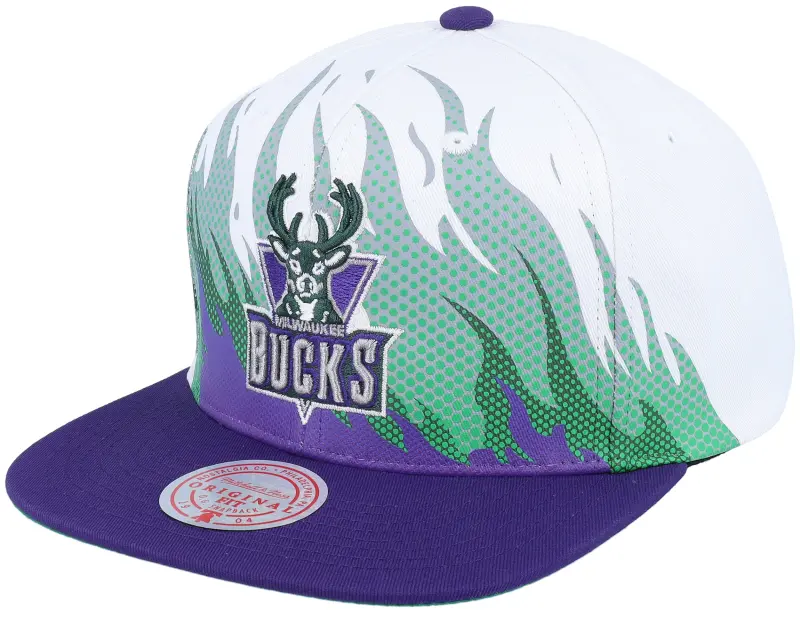 Mitchell & Ness Milwaukee Bucks Hot Fire White Snapback online