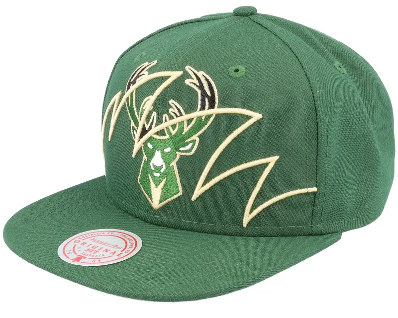 Mitchell & Ness Milwaukee Bucks Shark Bite Green Snapback online