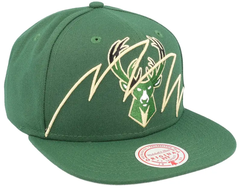 Mitchell & Ness Milwaukee Bucks Shark Bite Green Snapback online