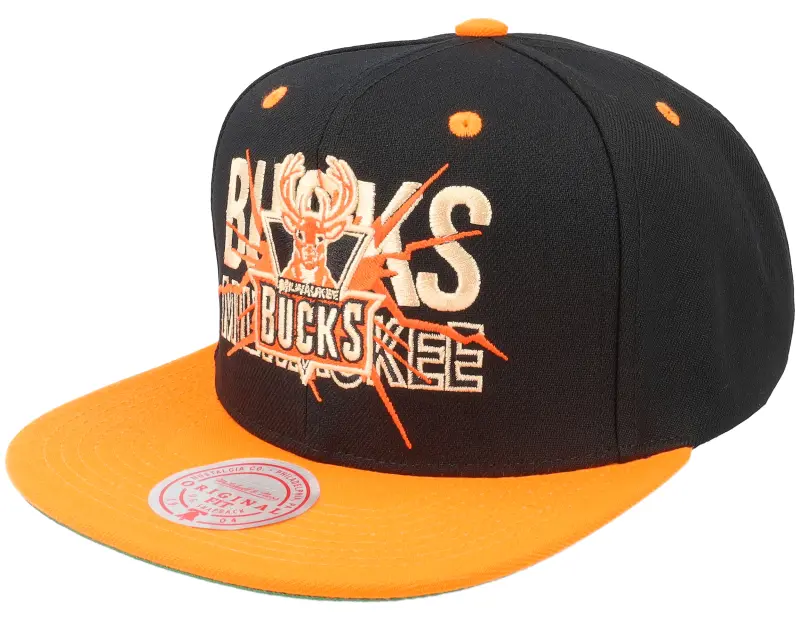 Mitchell & Ness Milwaukee Bucks Shattered Black/Orange Snapback online