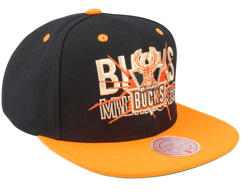 Mitchell & Ness Milwaukee Bucks Shattered Black/Orange Snapback online