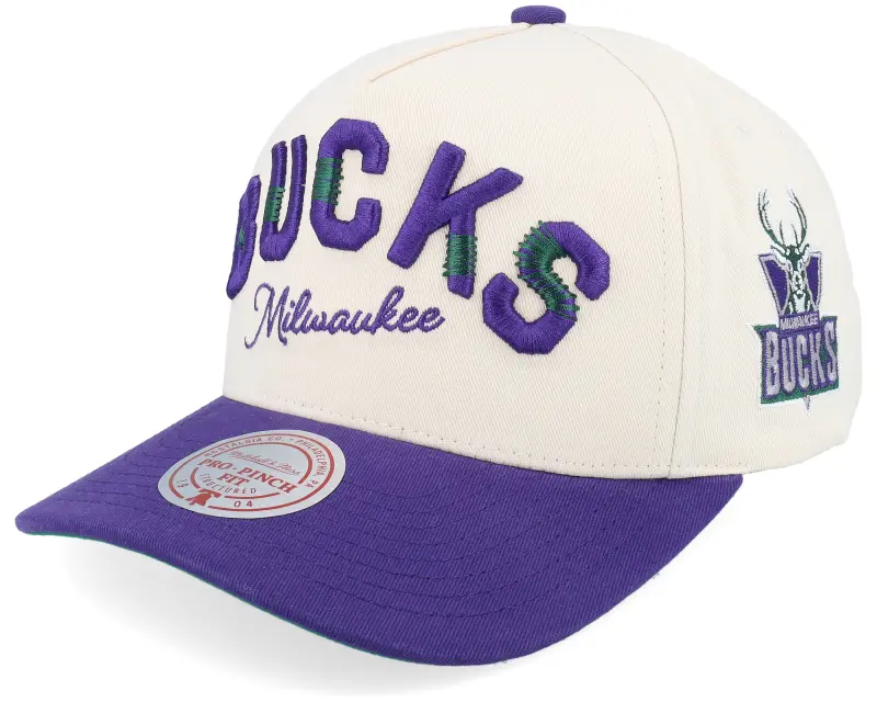 Mitchell & Ness Milwaukee Bucks Staggered Zag Pro Off White/Purple A-frame Adjustable online