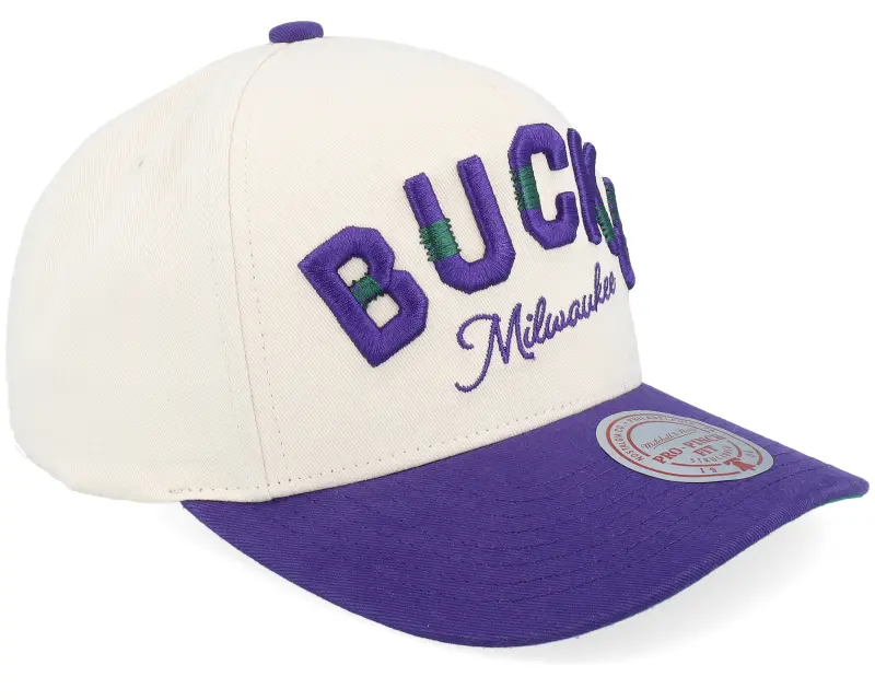Mitchell & Ness Milwaukee Bucks Staggered Zag Pro Off White/Purple A-frame Adjustable online