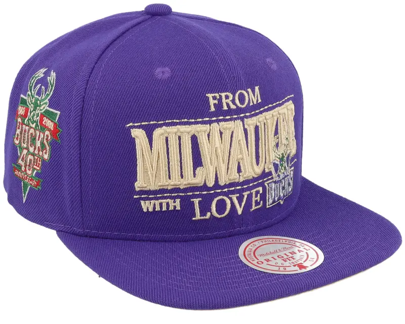 Mitchell & Ness Milwaukee Bucks With Love Hwc Purple Snapback online