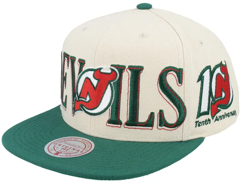 Mitchell & Ness New Jersey Devils Across The Board Cream/Green Snapback online