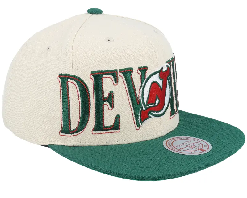 Mitchell & Ness New Jersey Devils Across The Board Cream/Green Snapback online