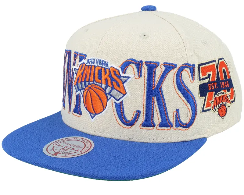 Mitchell & Ness New York Knicks Across The Board Cream/Royal Snapback online