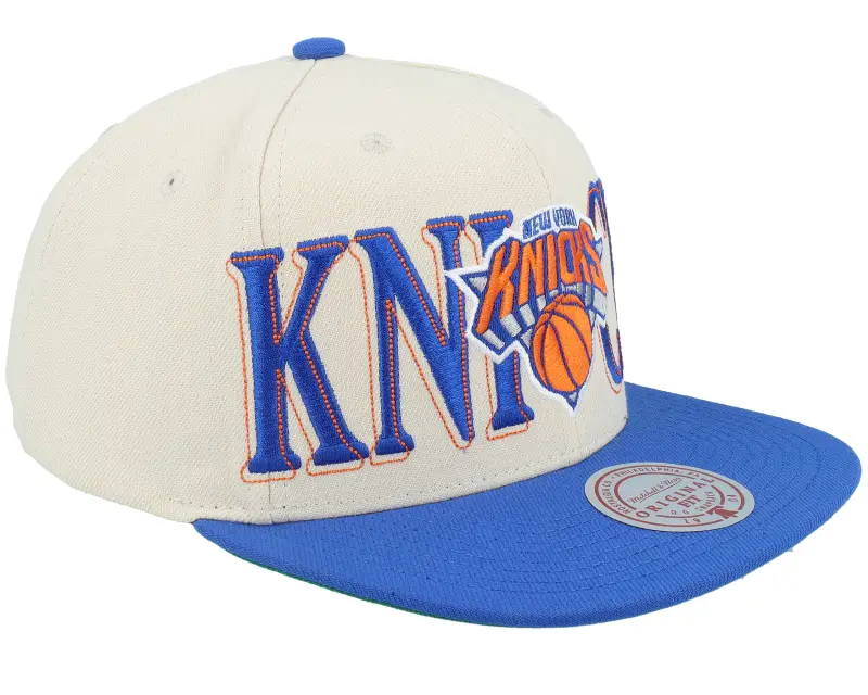 Mitchell & Ness New York Knicks Across The Board Cream/Royal Snapback online