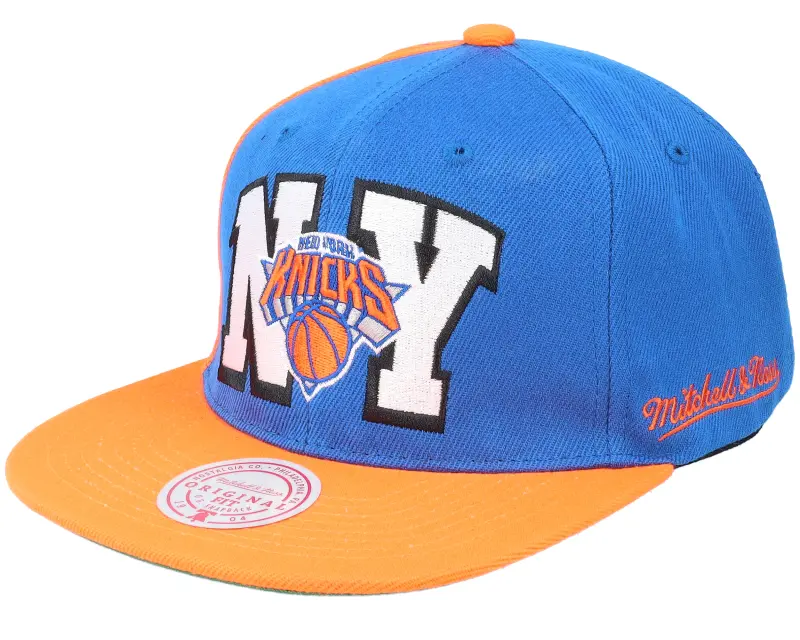 Mitchell & Ness New York Knicks Rear Script Deadstock Nba Royal Orange Snapback online