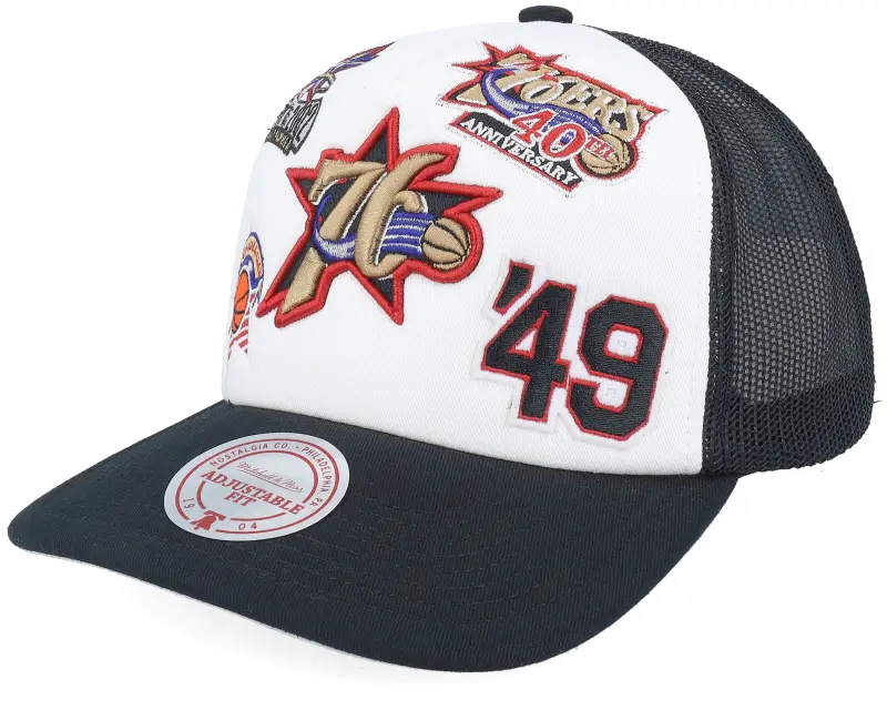 Mitchell & Ness Philadelphia 76ers Gridlock White/Black A-Frame Trucker online