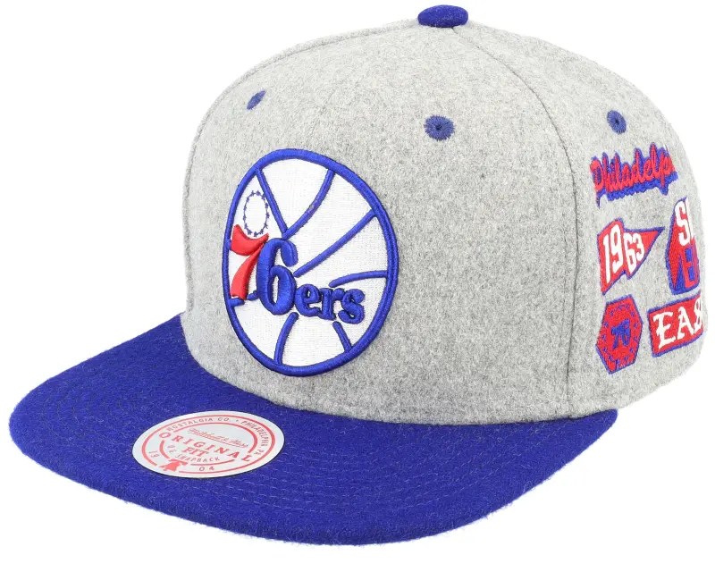 Mitchell & Ness Philadelphia 76ers Melton Patch Grey/Royal Snapback online