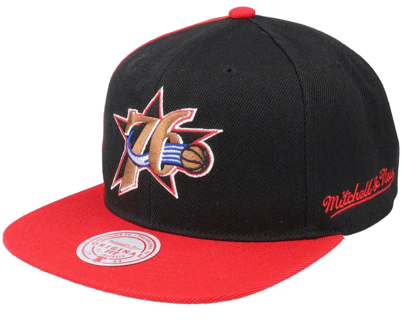 Mitchell & Ness Philadelphia 76ers Rear Script Deadstock Black/red Snapback online