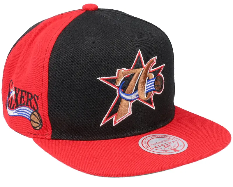 Mitchell & Ness Philadelphia 76ers Rear Script Deadstock Black/red Snapback online