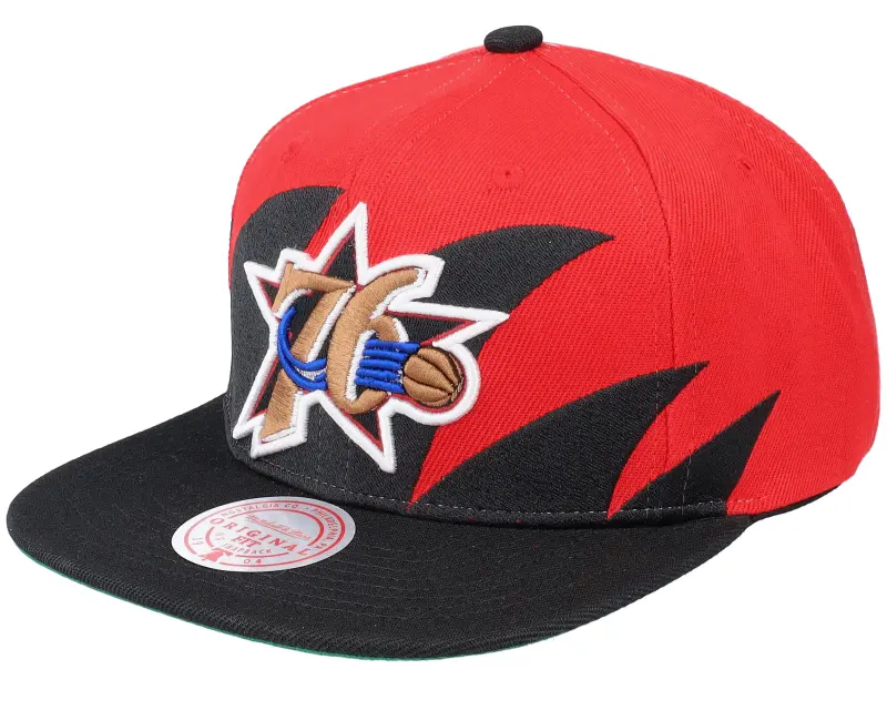 Mitchell & Ness Philadelphia 76ers Sharktooth Black/Red Snapback online