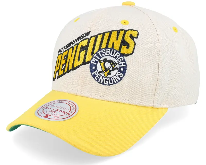 Mitchell & Ness Pittsburgh Penguins Retro Type Pro Off White/Yellow Adjustable online