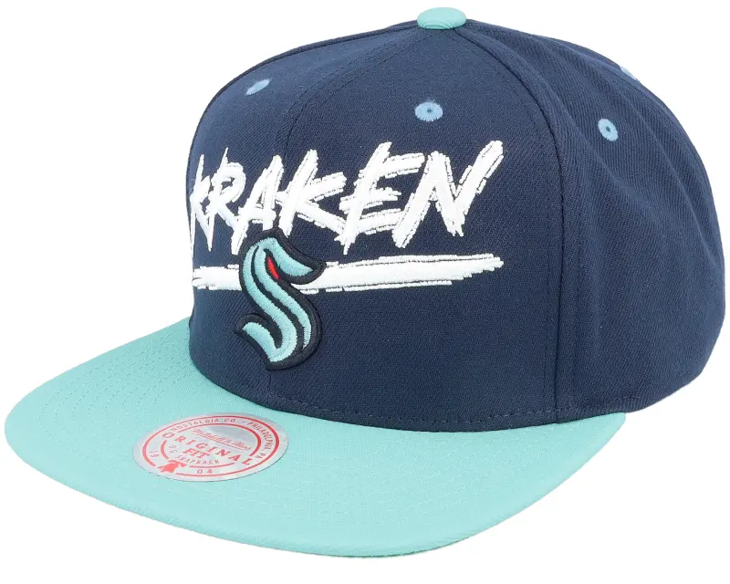 Mitchell & Ness Seattle Kraken Transcript Navy/Light Blue Snapback online