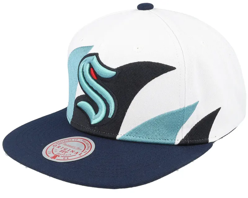 Mitchell & Ness Seattle Kraken Vintage Sharktooth White/Navy Snapback online