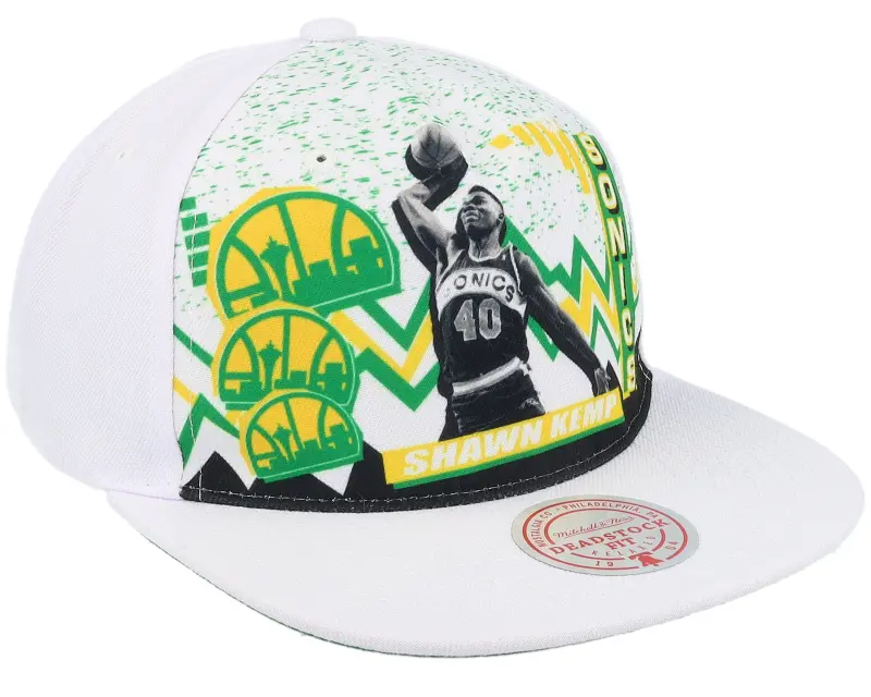 Mitchell & Ness Seattle Supersonics 90’s Playa Shawn Kemp White Snapback online