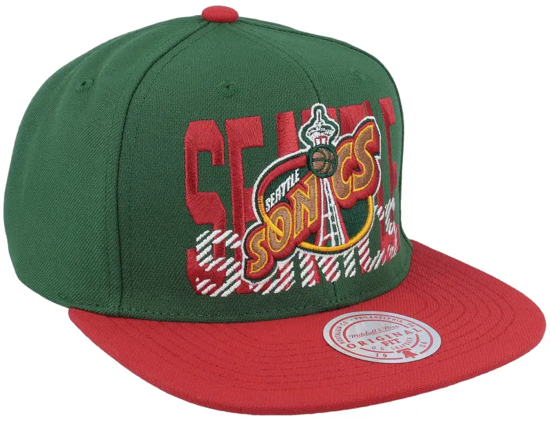 Mitchell & Ness Seattle Supersonics Cross Check Hwc Green/Red Snapback online