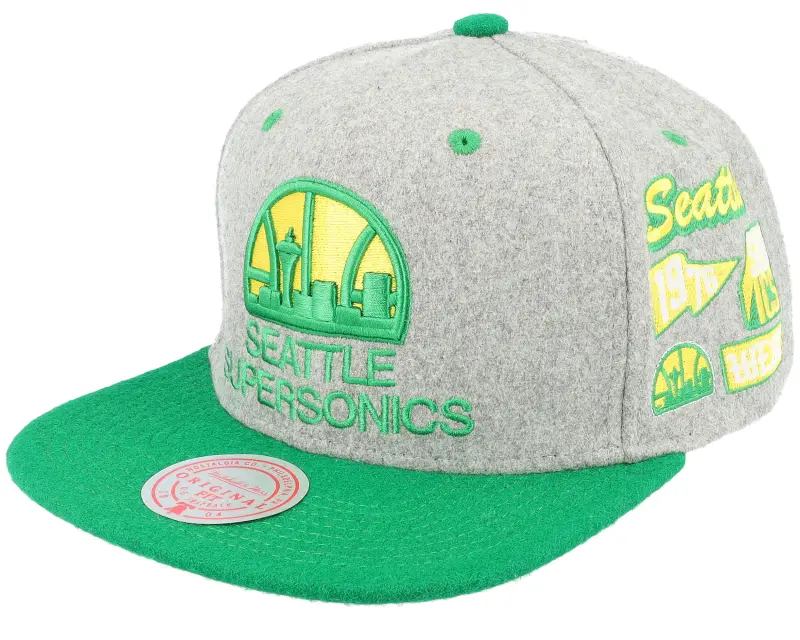 Mitchell & Ness Seattle Supersonics Melton Patch Grey/Green Snapback online
