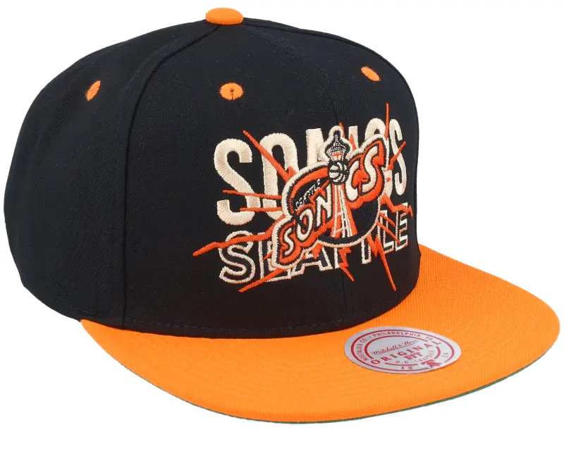 Mitchell & Ness Seattle Supersonics Shattered Black/Orange Snapback online