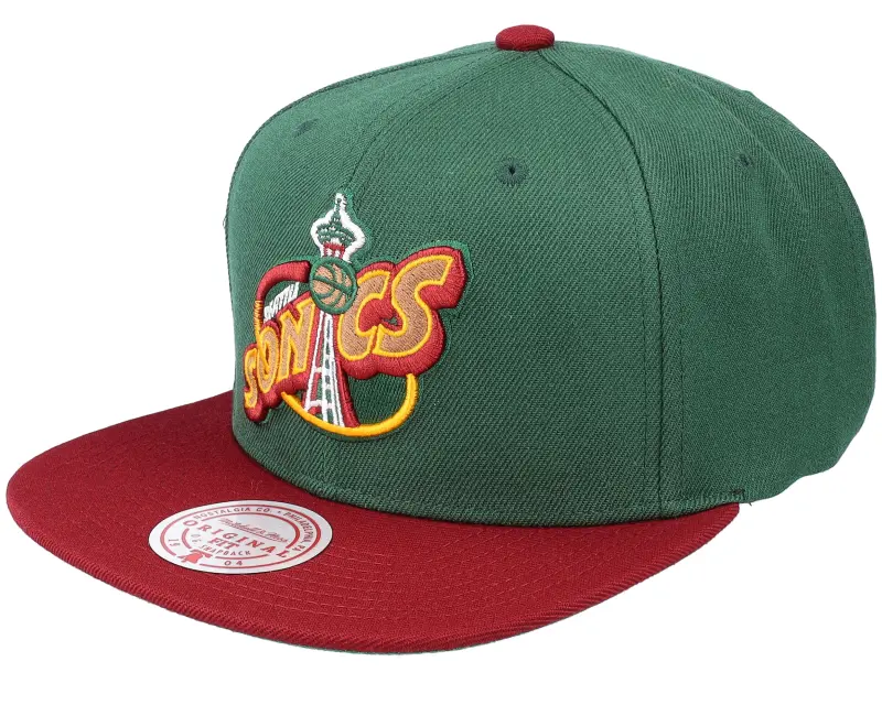 Mitchell & Ness Seattle Supersonics Team 2 Tone Green/Red Snapback online