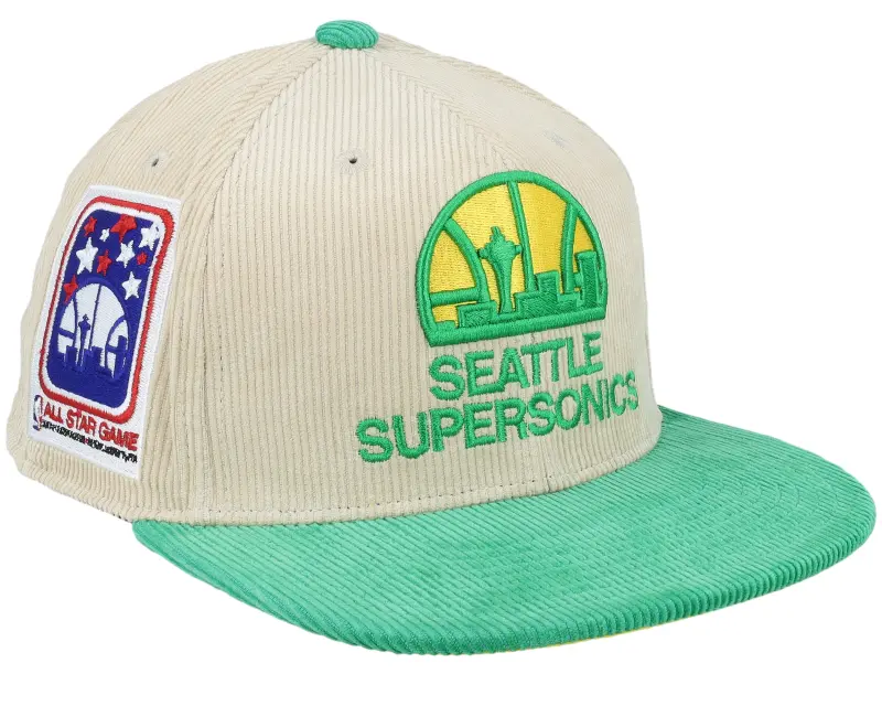 Mitchell & Ness Seattle Supersonics Team Cord Off White/Green Fitted online