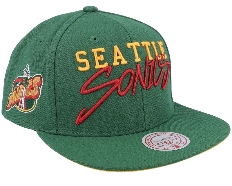 Mitchell & Ness Seattle Supersonics Team Tagged Green Snapback online