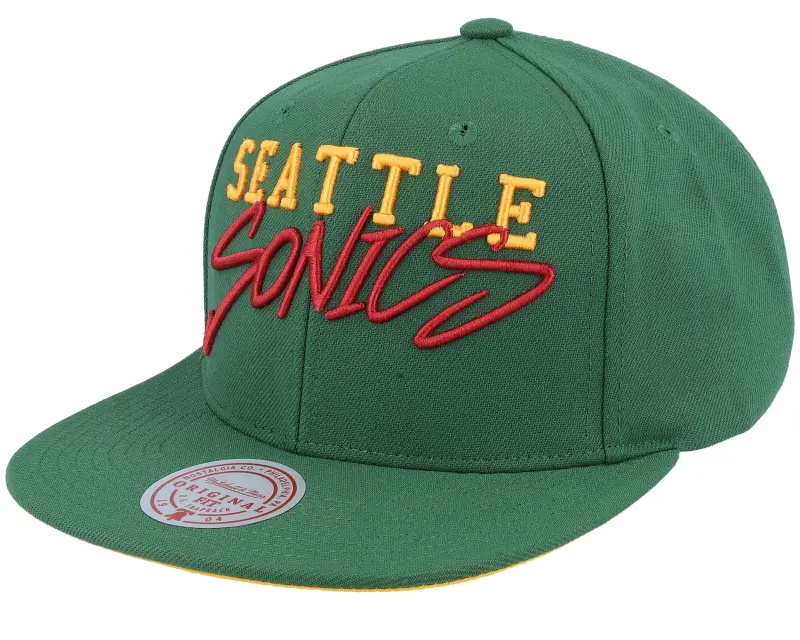 Mitchell & Ness Seattle Supersonics Team Tagged Green Snapback online