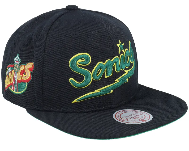 Mitchell & Ness Seattle Supersonics Triple Play Black Snapback online