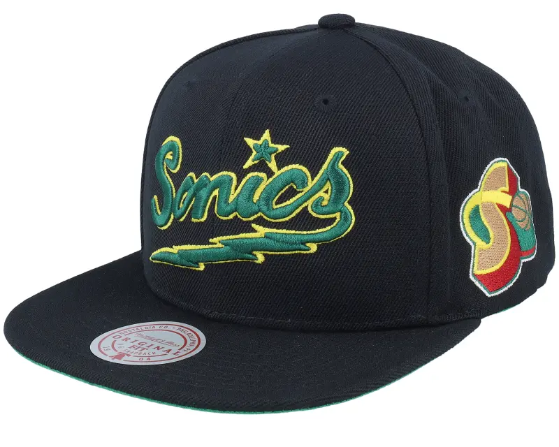 Mitchell & Ness Seattle Supersonics Triple Play Black Snapback online