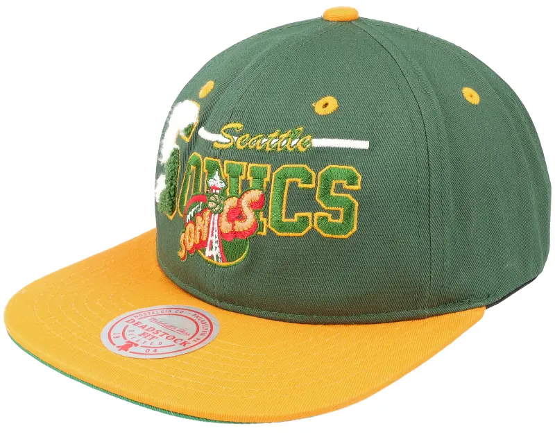 Mitchell & Ness Seattle Supersonics Varsity Letter Green/Yellow Snapback online