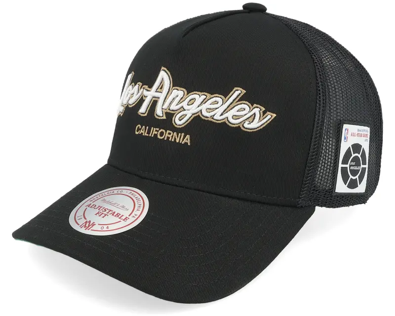Mitchell & Ness Hatstore Exclusive x Los Angeles Lakers Script & Patches Black A-Frame Trucker online