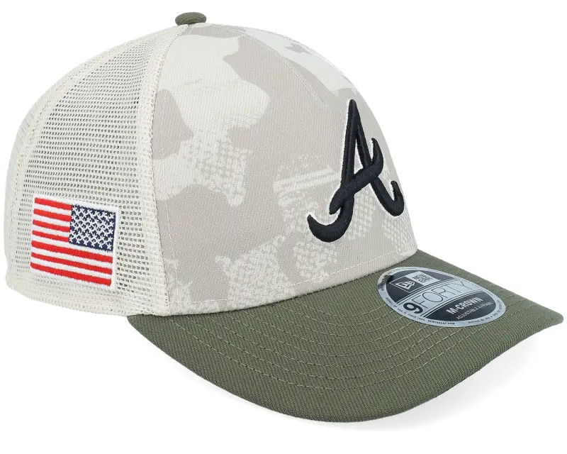 New Era Atlanta Braves MLB Armed Forces Day 9FORTY Mc Stone/Olive A-frame Trucker online