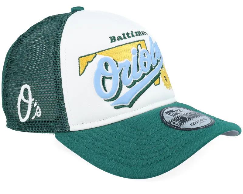 New Era Baltimore Orioles State Flower White/Green A-Frame Trucker online