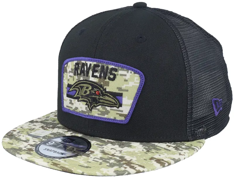 New Era Baltimore Ravens NFL21 Salute To Service 9FIFTY Black/Camo Trucker online
