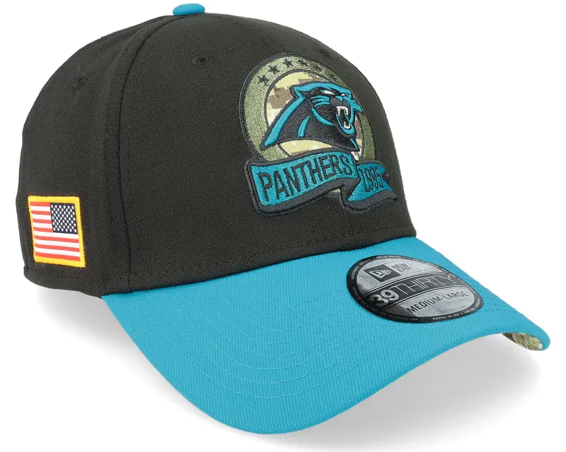 New Era Carolina Panthers M 39THIRTY NFL Salute To Service 22 Black/Teal Flexfit online