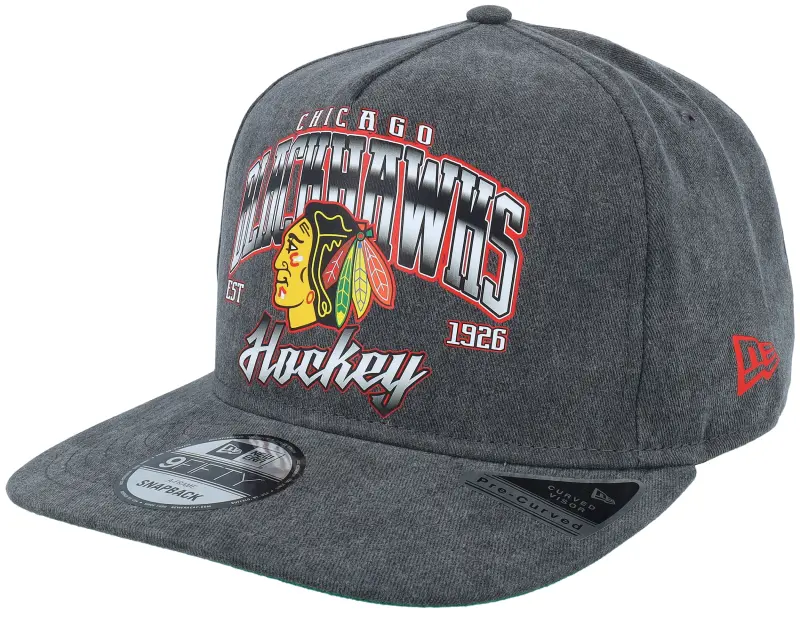 New Era Chicago Blackhawks Pre-curved 9FIFTY Washed Black A-frame Snapback online