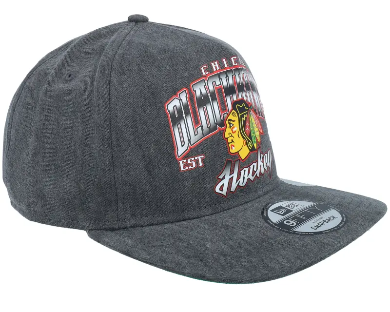 New Era Chicago Blackhawks Pre-curved 9FIFTY Washed Black A-frame Snapback online