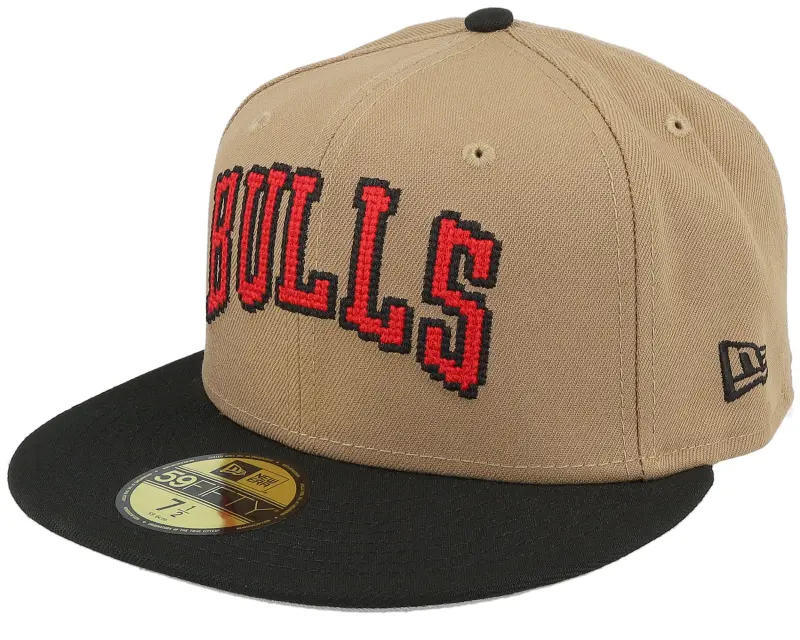 New Era Chicago Bulls Classic 8-bit Wordmark Khaki/Black Fitted online