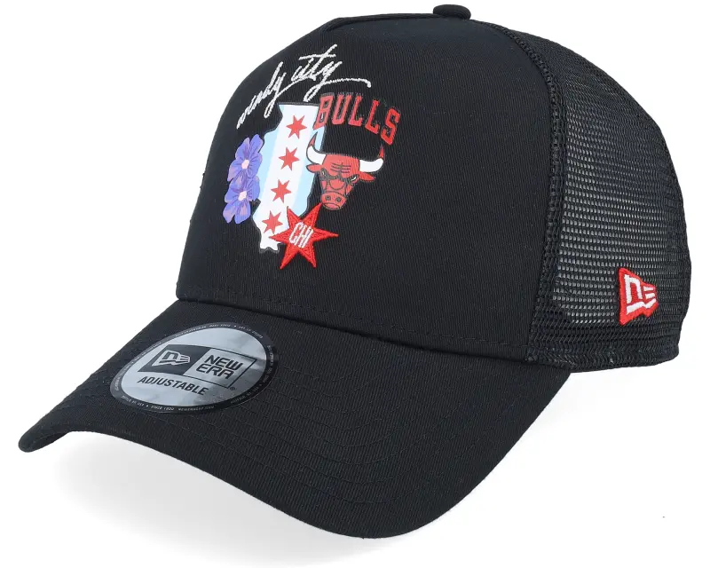 New Era Chicago Bulls NBA Team Logo Black A-frame Trucker online