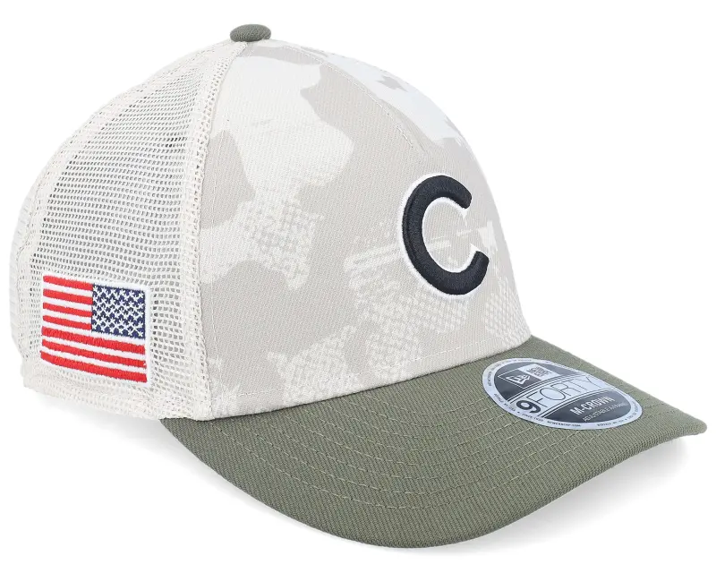 New Era Chicago Cubs MLB Armed Forces Day 9FORTY Stone/Olive A-frame Trucker online