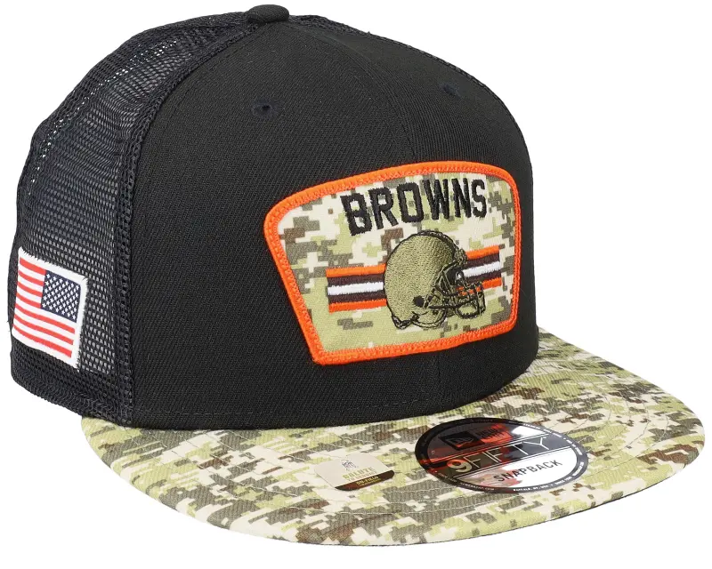 New Era Cleveland Browns NFL21 Salute To Service 9FIFTY Black/Camo Trucker online